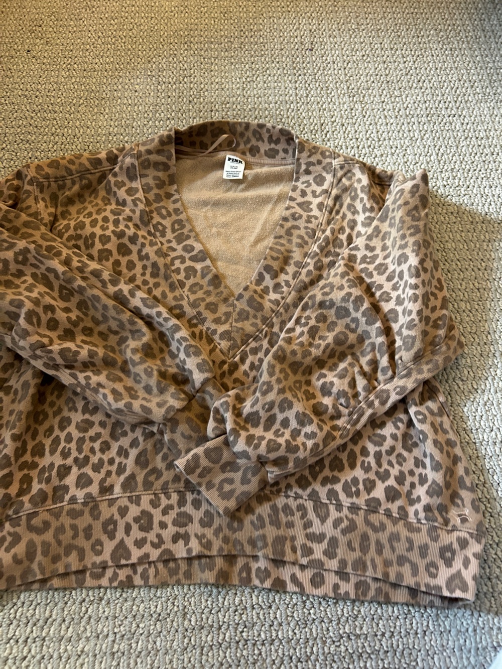 PINK Victoria's Secret Kids Leopard Print Sweatshirt in Tan and Brown